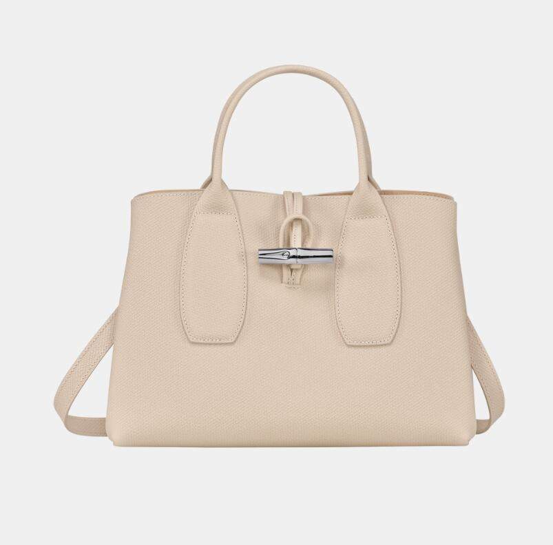 商品[国内直发] Longchamp|珑骧女士ROSEAU系列30中号牛皮革竹节扣可拆卸肩带手提单肩斜挎包比格包灰色棕色黑色10058 HPN ,价格¥3755,第11张图片详细描述