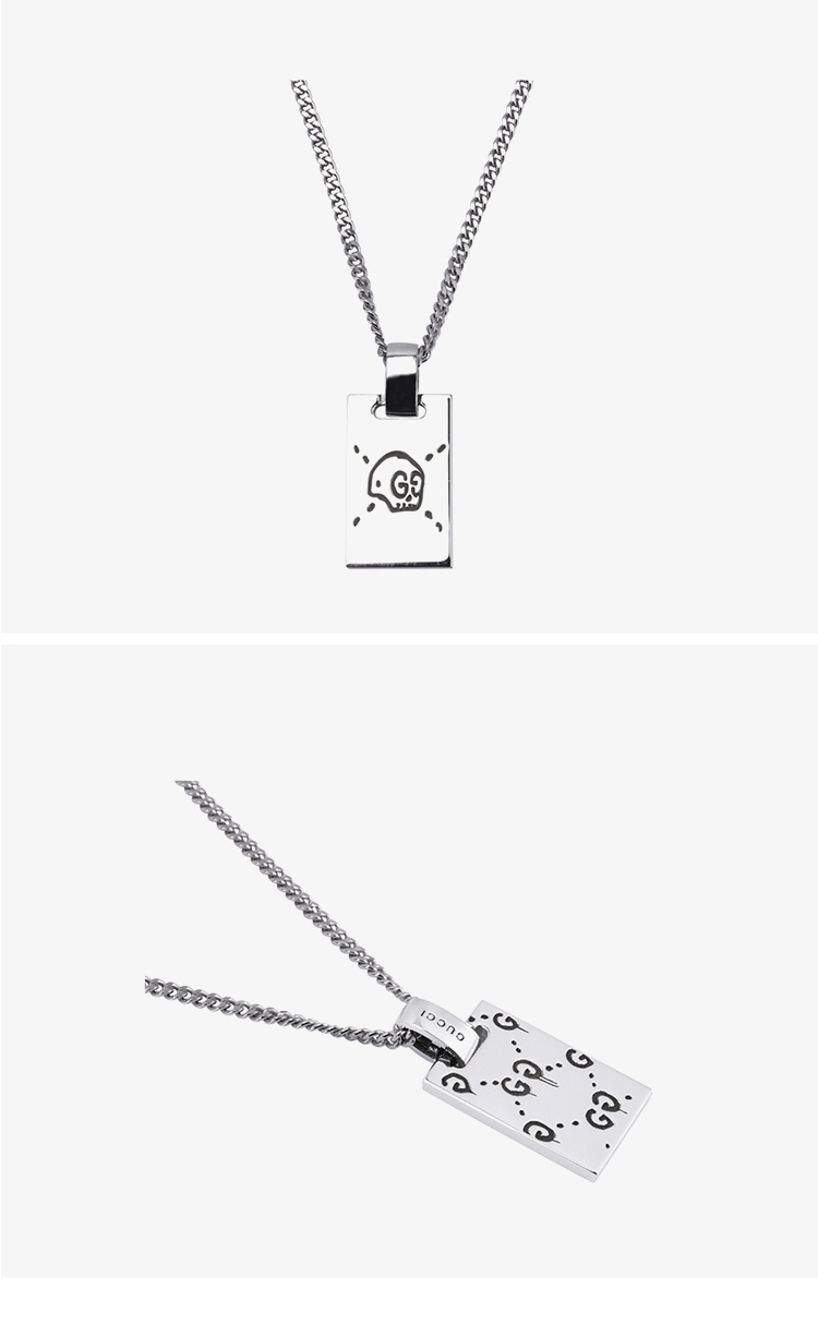 商品[国内直发] Gucci|GUCCI 古驰 Ghost 吊坠925纯银情侣项链,价格¥1816,第3张图片详细描述