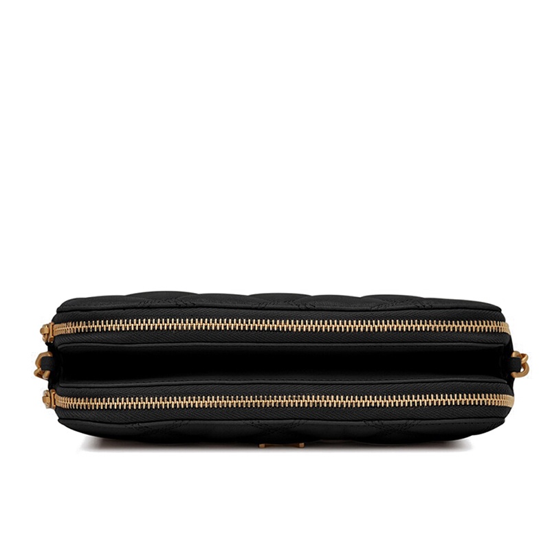 商品Yves Saint Laurent|SAINT LAURENT PARIS/圣罗兰 BECKY系列 黑色绗缝小羊皮双拉链斜挎包,价格¥9663,第6张图片详细描述