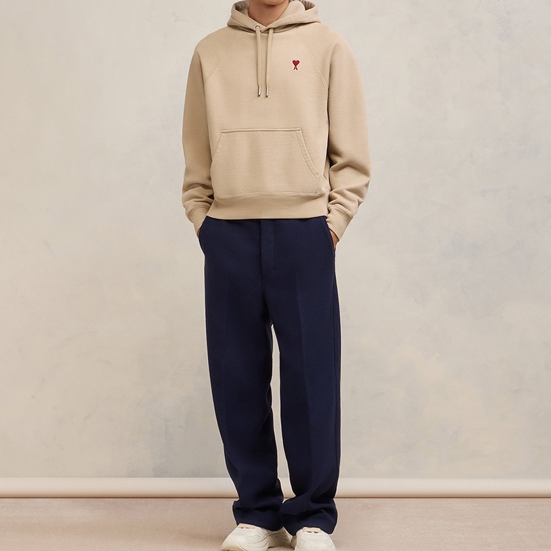 商品AMI|AMI 23新款 男女同款米棕色有机棉针织带标志连帽卫衣,价格¥2873,第2张图片详细描述