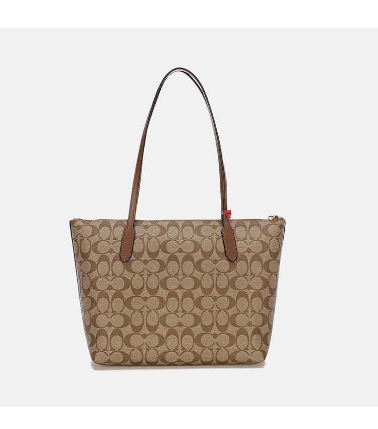 商品[国内直发] Coach|【专柜正品&包邮】  Zip Top Tote 30 老花帆布配皮托特包Tote包购物袋手提单肩包  4455IME74,价格¥1600,第6张图片详细描述