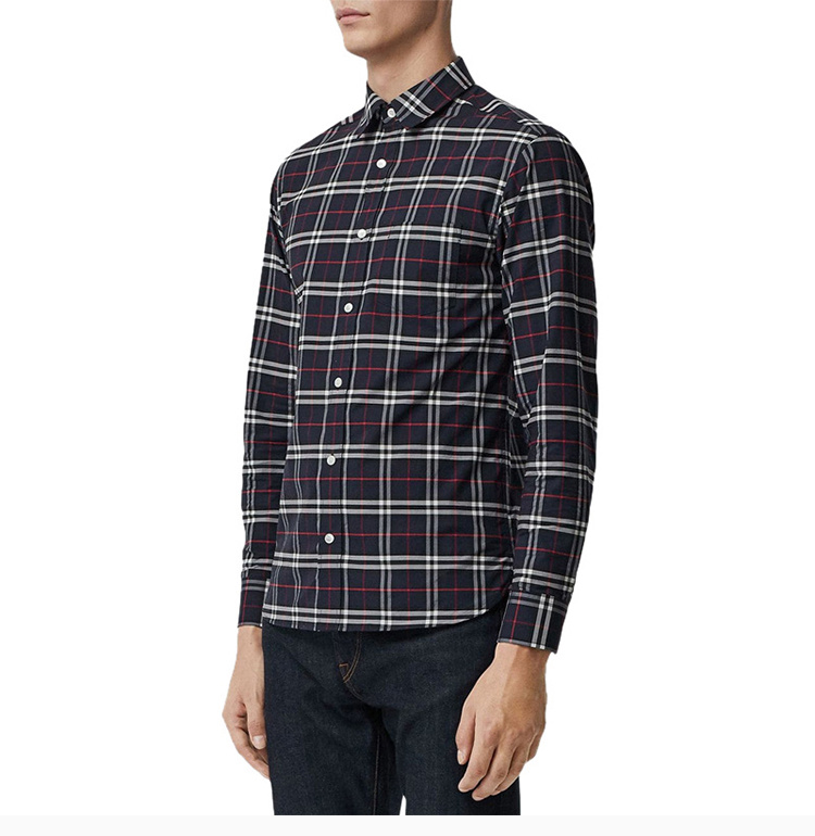 商品Burberry|Burberry 博柏利 男士海军蓝格纹衬衫 8004835,价格¥1342,第8张图片详细描述