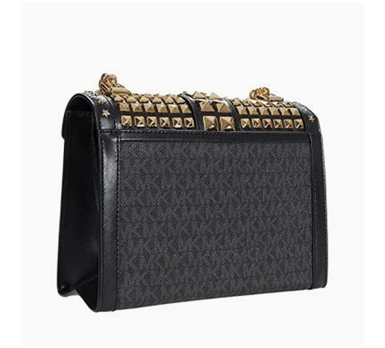 商品[国内直发] Michael Kors|MICHAEL KORS 女士黑金PVC配皮单肩包 30H0GWHL3Y-BLKGOLD,价格¥2128,第3张图片详细描述