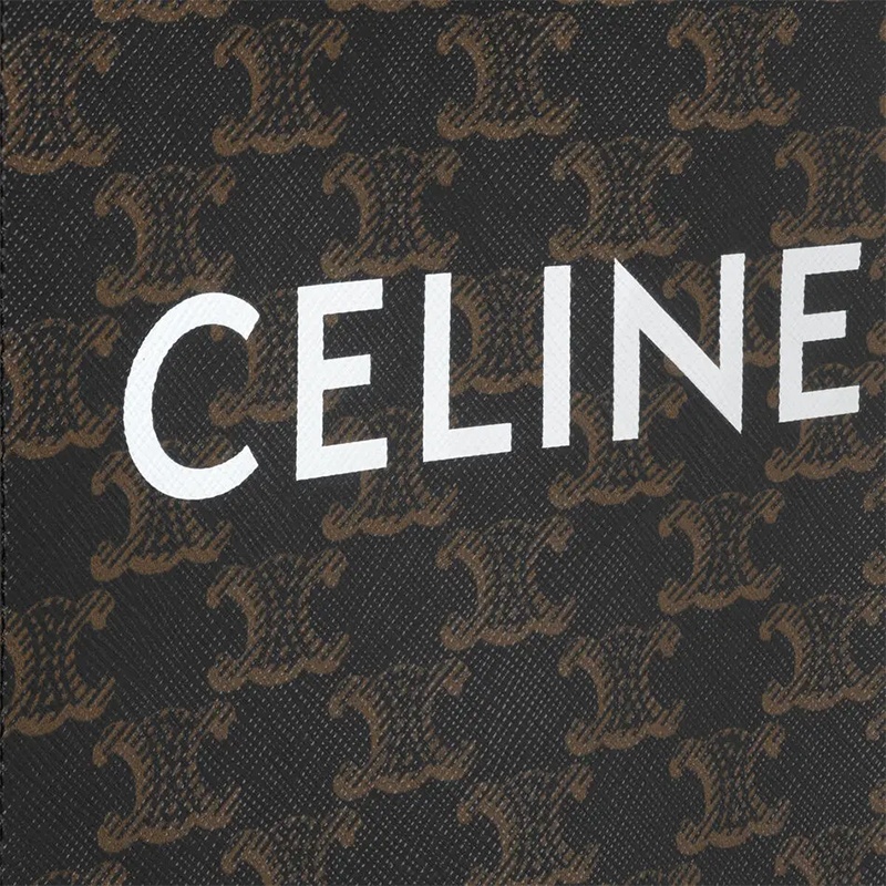 商品Celine|赛琳 2020早秋新款 经典TRIOMPHE系列 棕色老花帆布垂直迷你手提购物包194372BZK.04LU,价格¥9466,第5张图片详细描述