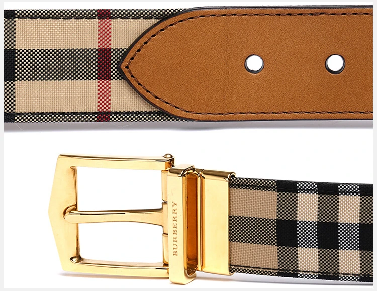 商品Burberry|Burberry 博柏利 男士Horseferry牛皮格纹双面两用商务休闲牛皮腰带皮带 3975776,价格¥2005,第11张图片详细描述