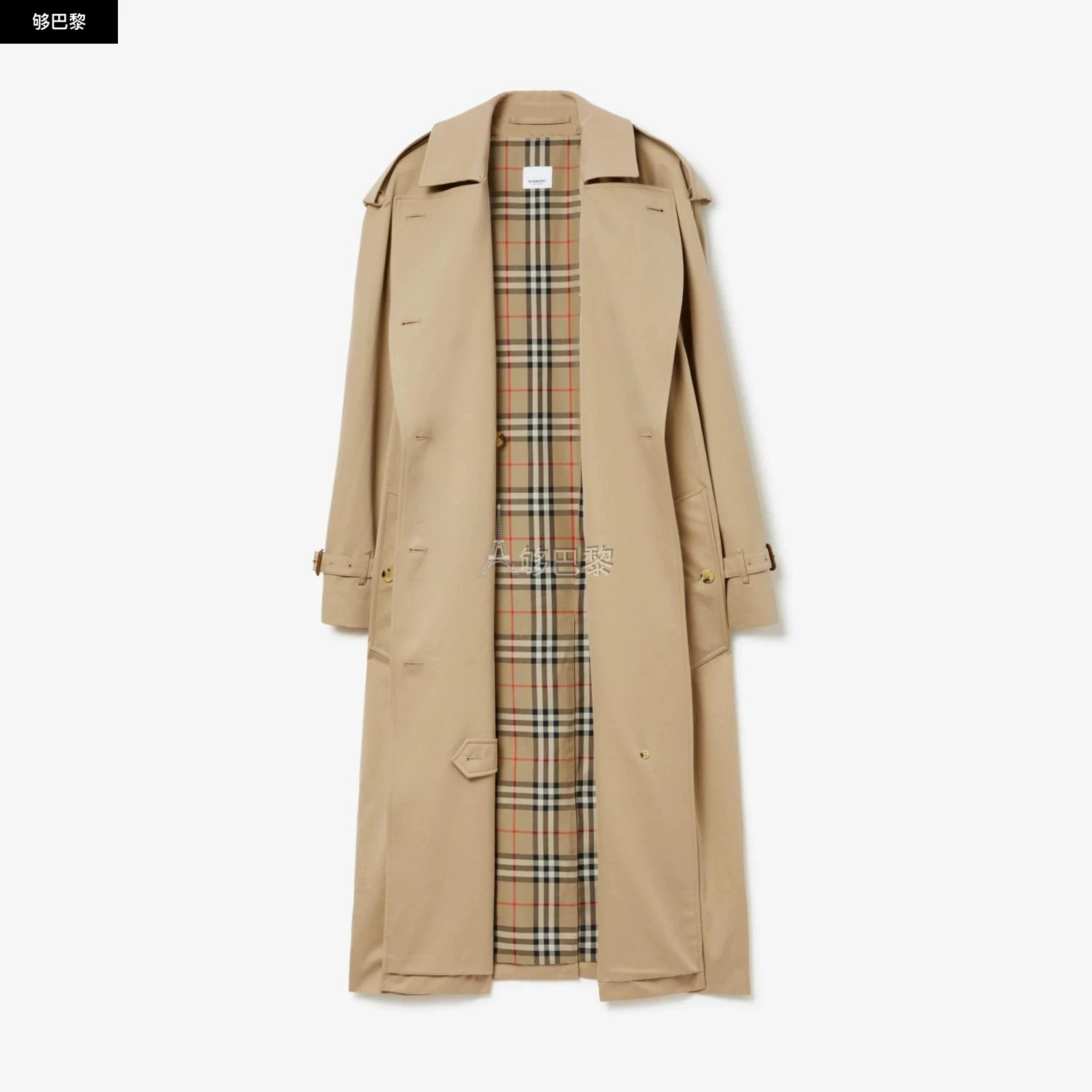 商品Burberry|【预售】 巴宝莉 24秋冬 女士 风衣 长款嘎巴甸 Trench 风衣 80726781,价格¥17469,第4张图片详细描述