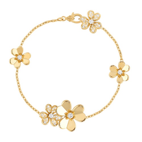 商品Van Cleef & Arpels| Van Cleef & Arpels/梵克雅宝 经典Frivole系列 18k金黄金镶嵌钻石5三瓣花朵手链VCARP3W400,价格¥94134,第3张图片详细描述
