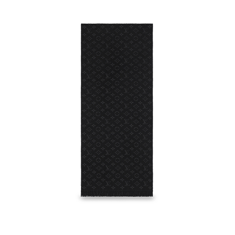 商品Louis Vuitton|【现货】路易威登 男女同款黑色纯羊毛老花图案围巾,价格¥4604,第2张图片详细描述