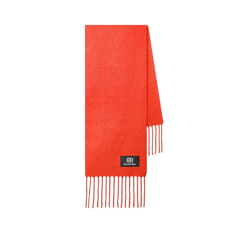 商品Balenciaga|Balenciaga/巴黎世家新款 Fringe系列 男女同款红色卷曲羊毛混纺流苏围巾,价格¥2638,第4张图片详细描述