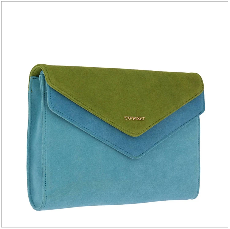 商品[国内直发] TWINSET|TWINSET  女士绿色拼蓝色天然皮革挎包 OS8TDP-02482,价格¥324,第4张图片详细描述