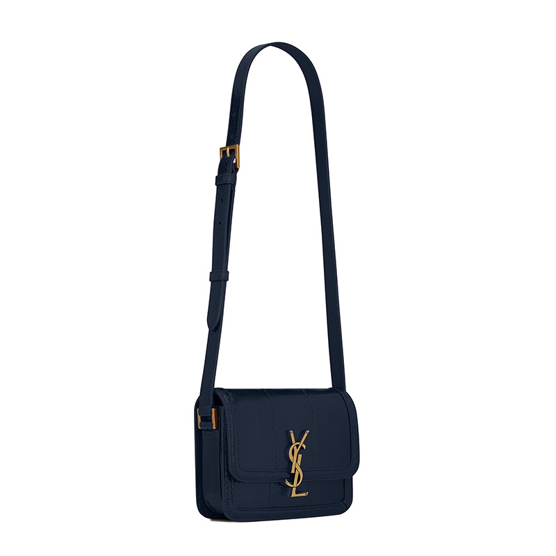商品Yves Saint Laurent|SAINT LAURENT PARIS/圣罗兰 YSL 21新款 SOLFERINO系列 女士小号深海军蓝水蛇皮YSL旋转扣单肩斜挎手提包,价格¥22553,第6张图片详细描述