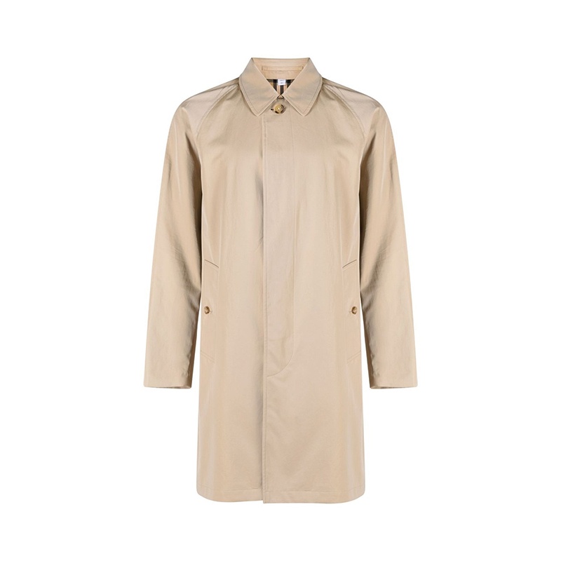 商品Burberry|BURBERRY/博柏利 男士浅驼色聚酯纤维暗扣翻领中款风衣80678551,价格¥1958,第2张图片详细描述
