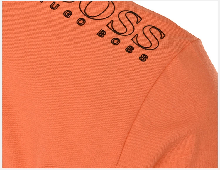 商品Hugo Boss|Hugo Boss 雨果博斯 男士橙色纯色款棉质短袖T恤 TEE-181-6415-644,价格¥489,第3张图片详细描述