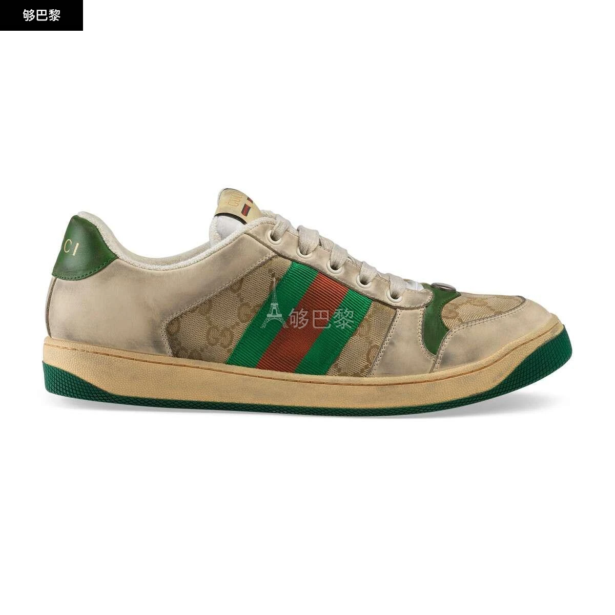 商品Gucci|【预售】 古驰 24秋冬 男士 休闲运动鞋 Screener系列男士皮革运动鞋 546551 9Y920 9666,价格¥8209,第4张图片详细描述