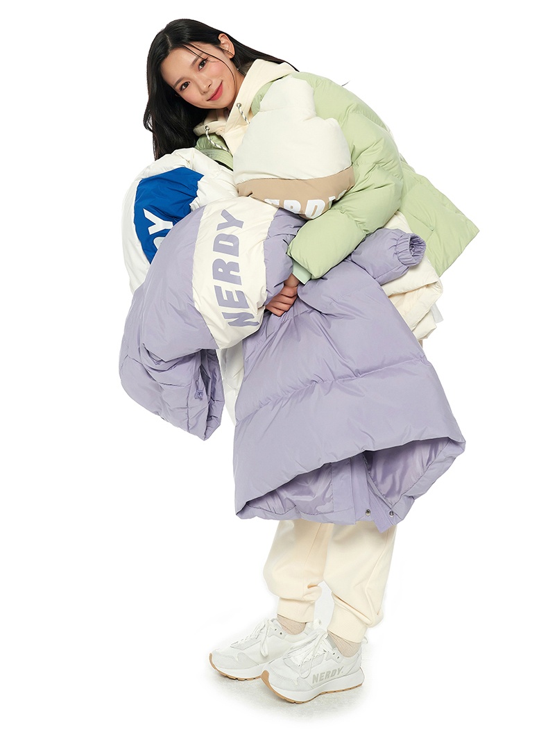商品NERDY|【享贝家】（国内现货）NERDY 2022冬季新款短款面包服羽绒服宽松休闲情侣同款潮牌外套 男女同款 黑色\奶油色\浅灰色\绿色 PNEW22DJ02 G-LY,价格¥710,第9张图片详细描述