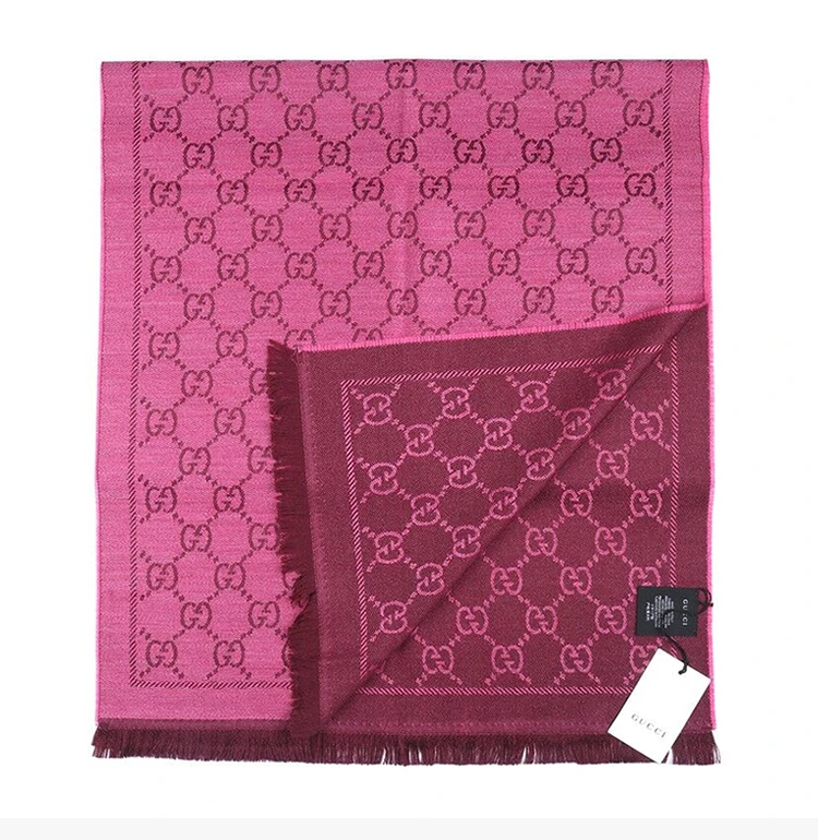 商品[国内直发] Gucci|GUCCI 玫红色女士围巾 133483-3G200-5573,价格¥2596,第6张图片详细描述