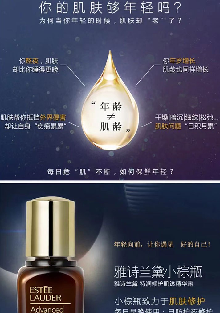 商品[国内直发] Estée Lauder|Estee Lauder|雅诗兰黛第七代小棕瓶 即时特润肌透修护精华液露小样 15ml小棕瓶ANR,价格¥75,第3张图片详细描述