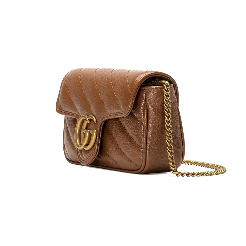 商品Gucci| GUCCI/古驰 GG Marmont 女士超迷你棕色牛皮链条斜跨单肩包 4764330OLFT2535,价格¥8121,第2张图片详细描述