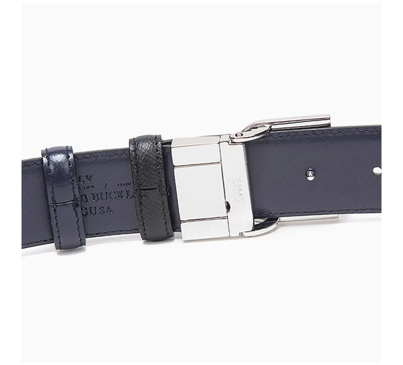 商品Bally|BALLY 男士黑色压花小牛皮银色B扣腰带 6223991-110,价格¥1467,第8张图片详细描述