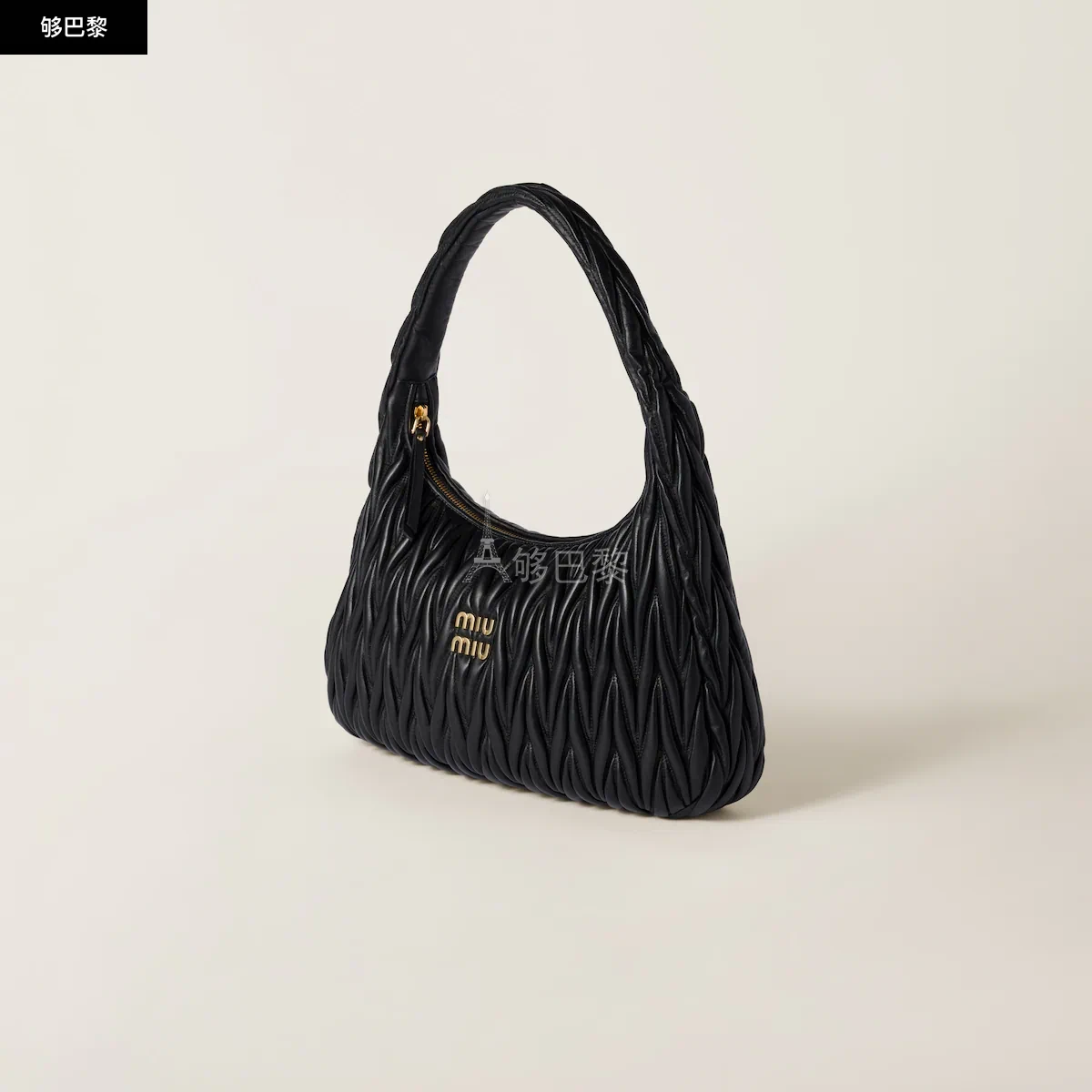 商品Miu Miu|【预售】 缪缪 25春夏 女士 手提包 Sac hobo Wander en cuir nappa matelassé 5BC170_N88_F0002_V_OOO,价格¥25215,第4张图片详细描述