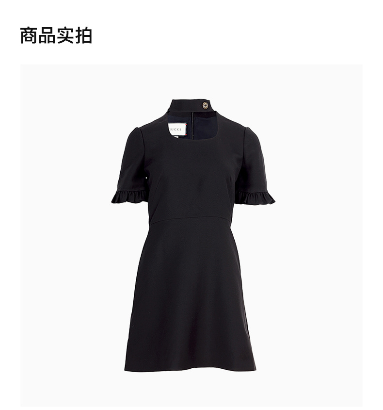 商品[国内直发] Gucci|GUCCI 女士黑色短袖连衣裙 631481-ZAD88-1000,价格¥17624,第4张图片详细描述