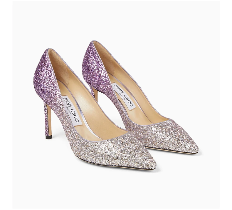 商品Jimmy Choo|JIMMY CHOO 女士粉色耀眼渐变色亮片高跟鞋 ROMY85-VXB-CHAMPAGNE-PINK-VIOLET,价格¥2518,第8张图片详细描述