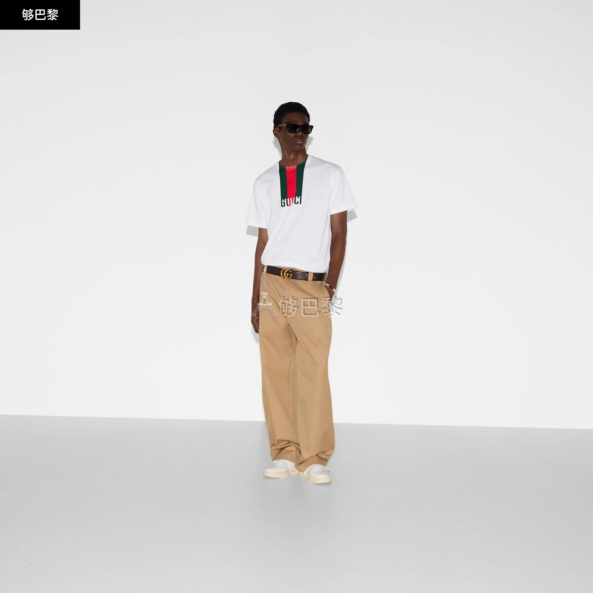 商品Gucci|【预售】 古驰 25春夏 男士 短袖T恤 饰印花针织棉T恤 796395 XJG25 9692 ,价格¥4490,第5张图片详细描述