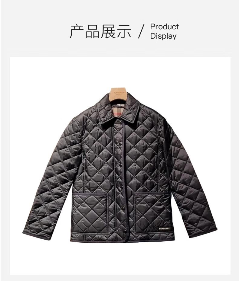 商品Burberry|现货 BURBERRY/博柏利 女士黑色聚酰胺贴袋按扣开襟棉服 80841941/80914431,价格¥3077,第4张图片详细描述