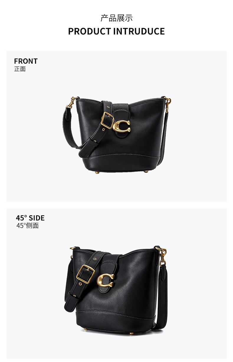 商品[国内直发] Coach|蔻驰斜挎包COACH 奢侈品女士专柜款TALI水桶包中号单肩包皮质礼物送女友 CA112 B4/BK,价格¥2329,第3张图片详细描述