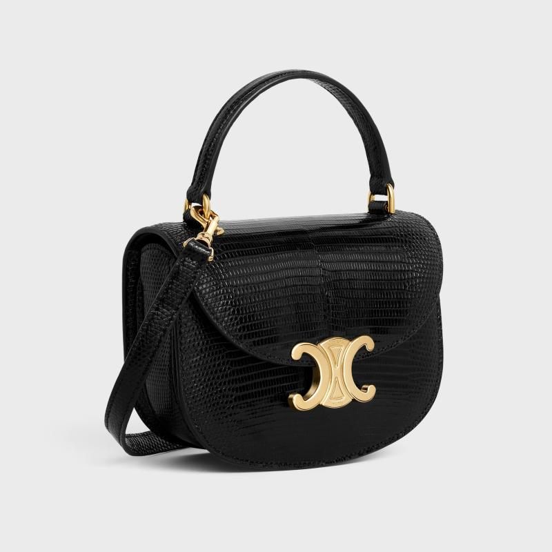 商品Celine|赛琳 女士黑色蜥蜴皮手提包 10L064DUA.38NO,价格¥41468,第3张图片详细描述