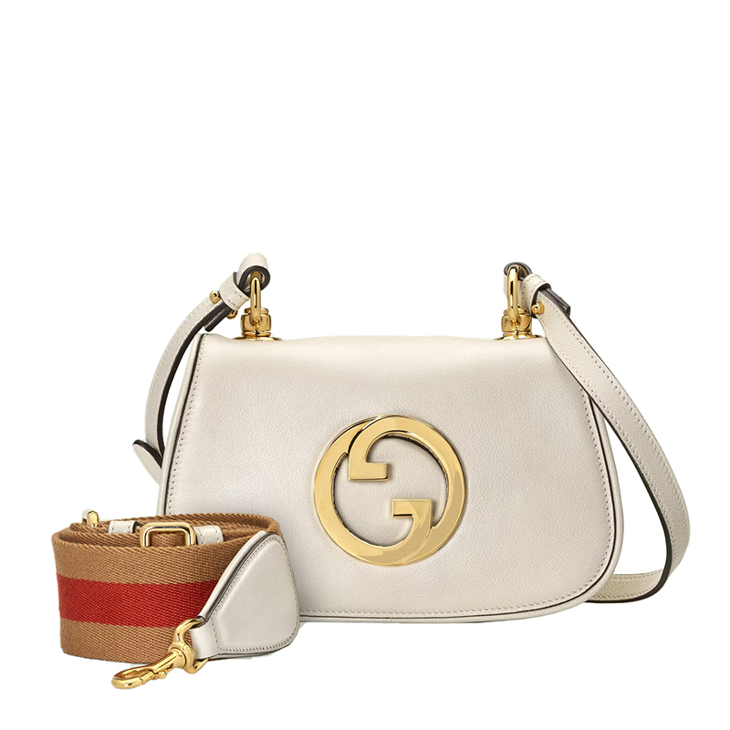 商品Gucci|【包税】GUCCI/古驰 22新款Blondie系列 女士迷你白色皮革圆形徽标金扣金链单肩斜挎包‎698643UXXAG9161,价格¥17430,第6张图片详细描述