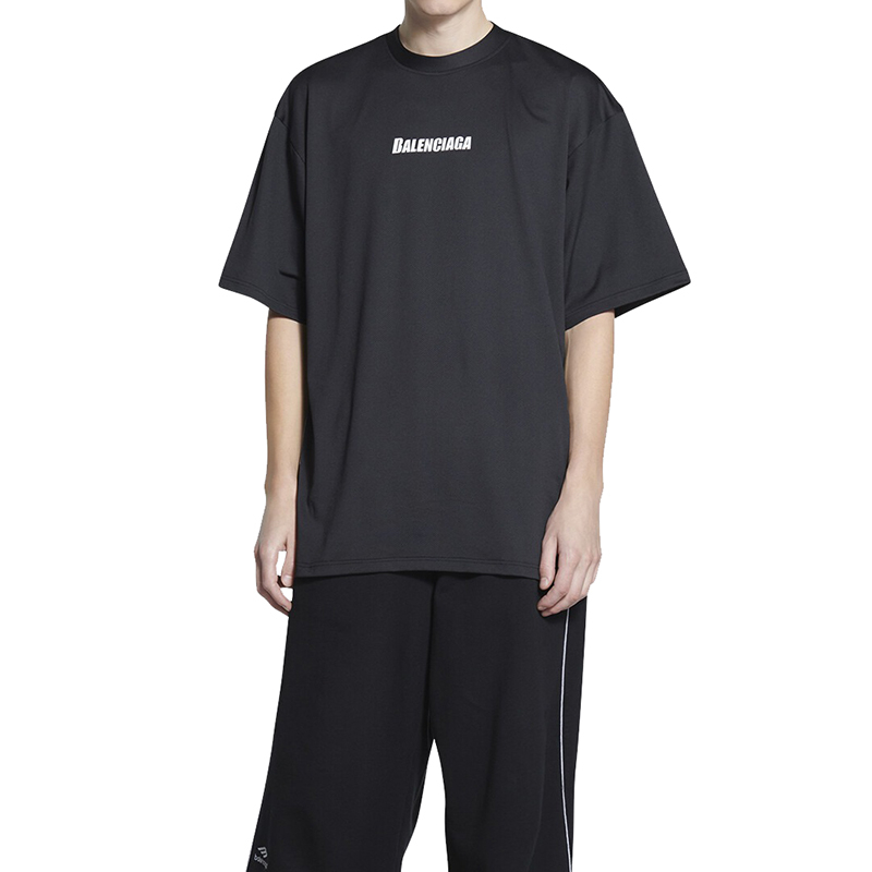 商品Balenciaga|Balenciaga/巴黎世家 22年春夏新款 男士黑色涤纶混纺技术网布游泳T恤6570274B8B51000,价格¥3823,第7张图片详细描述