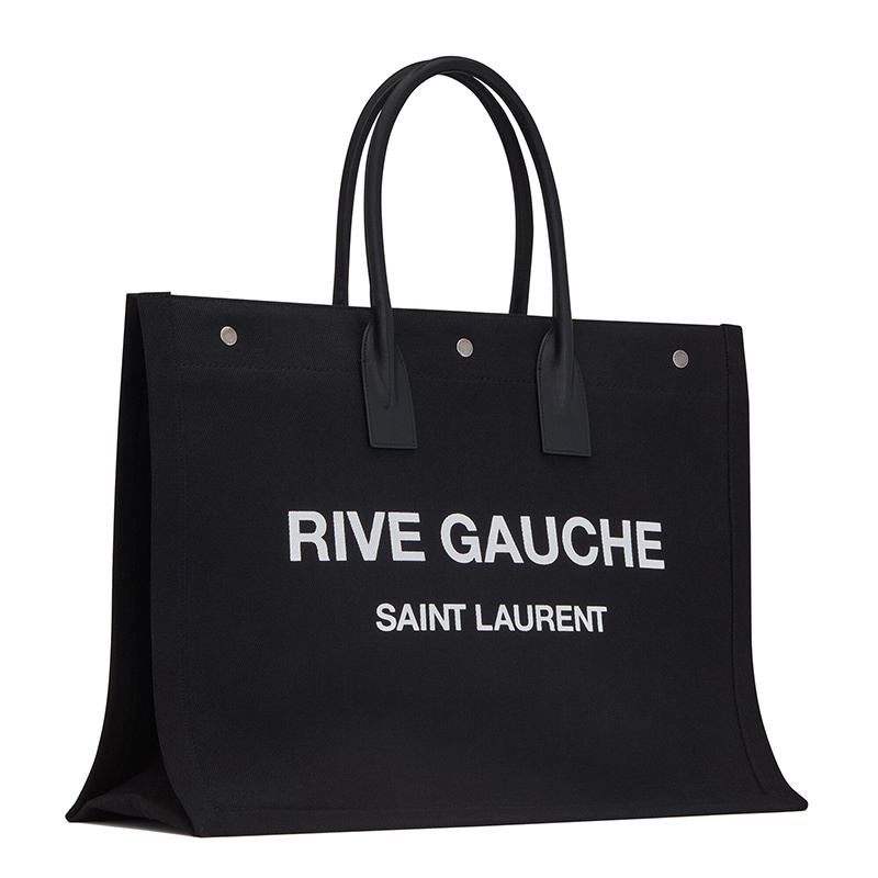 商品Yves Saint Laurent|SAINT LAURENT PARIS/圣罗兰 YSL RIVE GAUCHE系列 男女通用黑色亚麻帆布和皮革ysl印花三按扣手提斜挎单肩包50941596N9E1070,价格¥12388,第5张图片详细描述