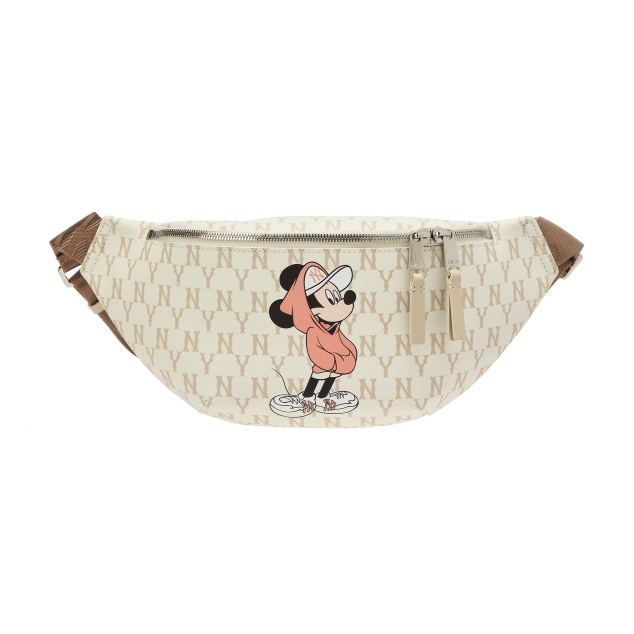 商品MLB|【SAvenue】MLB X DISNEY联名款复古NY满印老花腰包 男女同款 黑色/米色(提示：保税仓货品一人不可超过5单)32BGKC011 LY,价格¥283,第5张图片详细描述