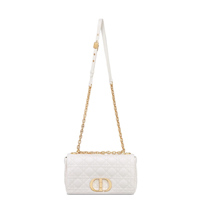 商品Dior|【包税】DIOR/迪奥 CARO系列 女士中号象牙色柔软小牛皮藤格纹CD扭纹扣翻盖封口单肩斜挎包M9242UWHC_M35U,价格¥30778,第6张图片详细描述