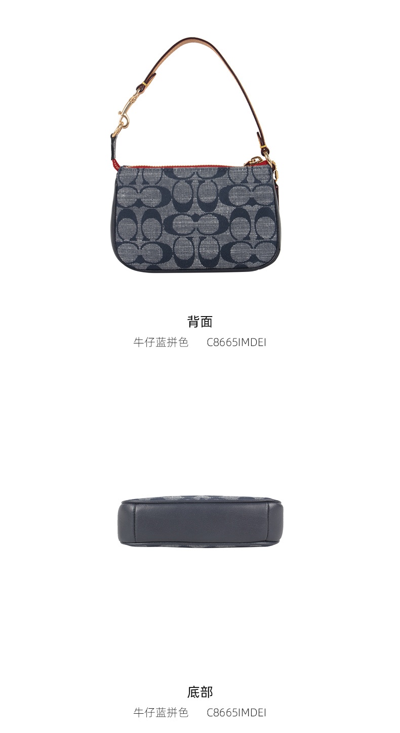 商品Coach|COACH 奥莱款女士牛仔布配皮单肩手提包 C8665IMDEI 送礼好物,价格¥1142,第4张图片详细描述