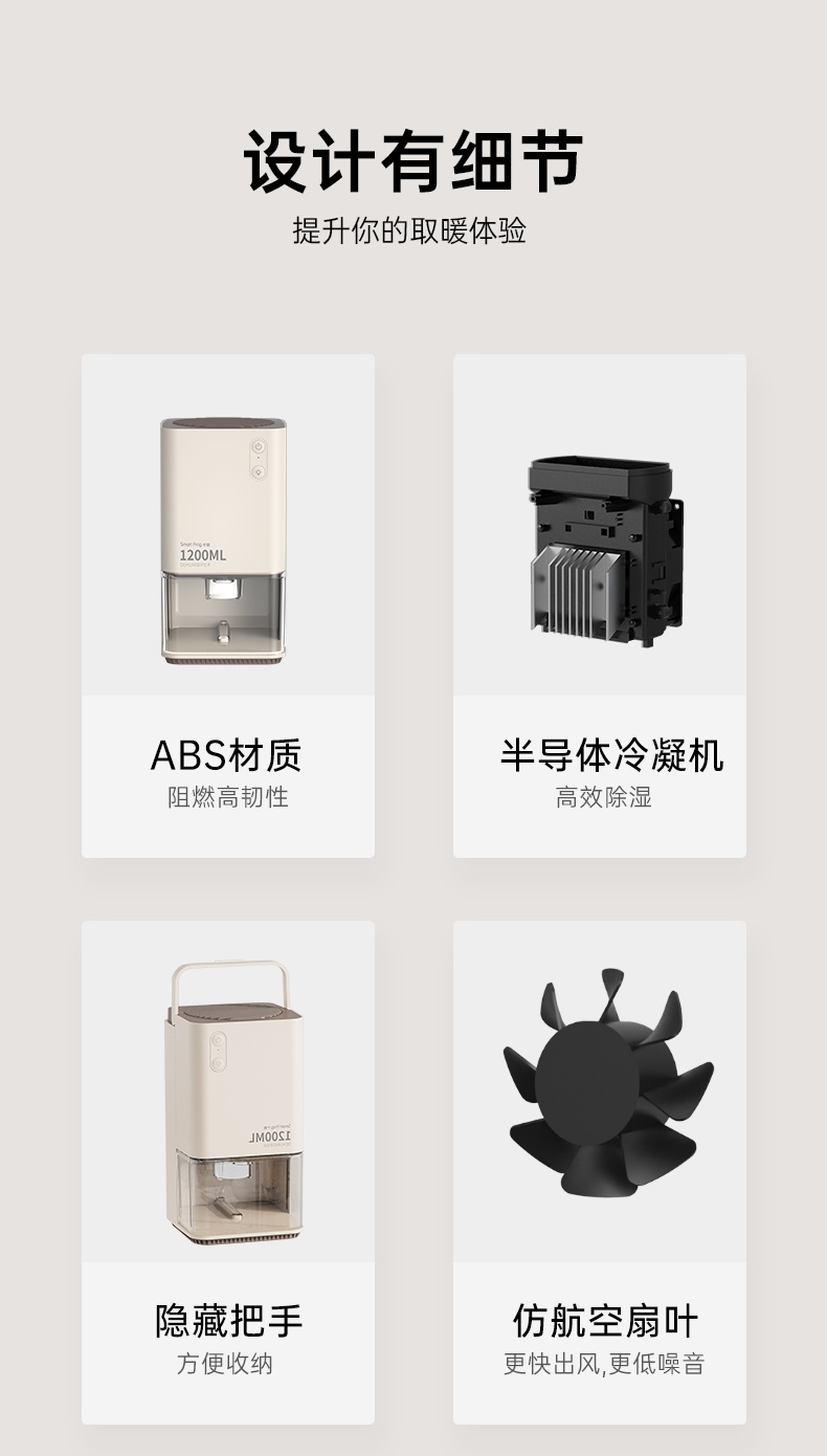 商品[国内直发] Smart Frog|卡蛙（SmartFrog）除湿机家用去湿器卧室吸湿干燥除潮防潮小型地下室抽湿防干燥 兰迪黄,价格¥376,第12张图片详细描述