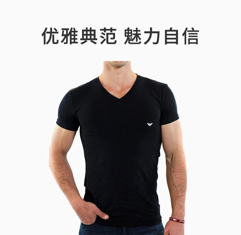 商品Emporio Armani|EMPORIO ARMANI 黑色男士T恤 110752-CC518-20,价格¥210,第1张图片详细描述