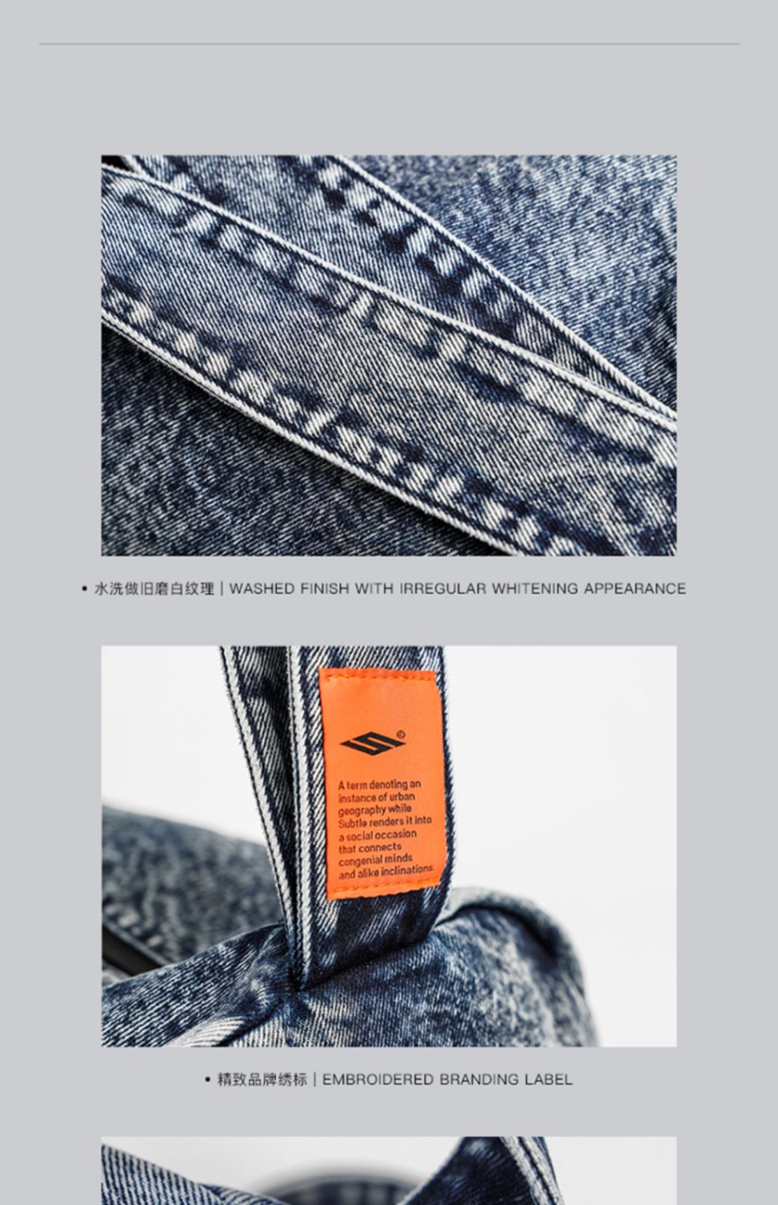 商品[国内直发] Subtle|RAWMAD(E)牛仔包女大容量复古水洗休闲旅行包单肩斜挎包男,价格¥386,第26张图片详细描述