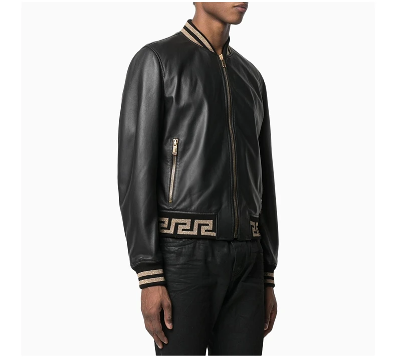 商品[国内直发] Versace|VERSACE 男士黑色纳帕皮革飞行员夹克 A818901-L001762-B150,价格¥18209,第5张图片详细描述