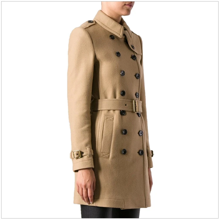 商品[国内直发] Burberry|BURBERRY 女士浅棕色中长款双排扣风衣 3899045,价格¥6609,第5张图片详细描述