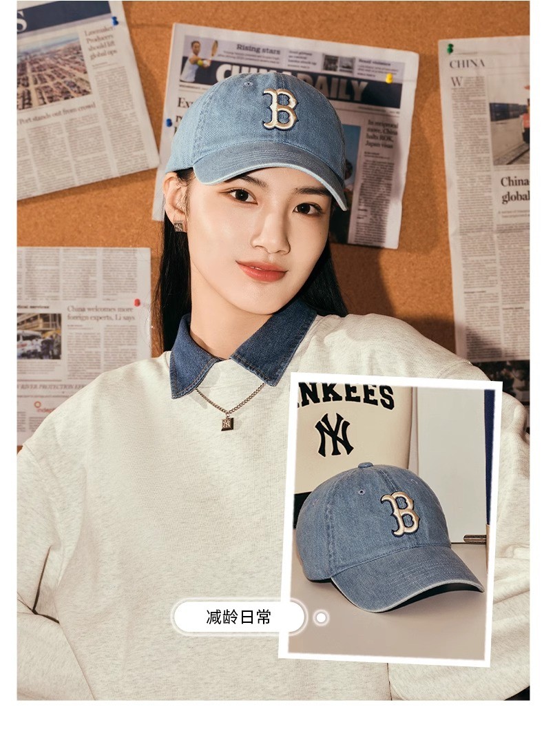 商品MLB|MLB官方男女情侣复古丹宁棒球帽软顶遮阳时尚潮秋冬CPD01,价格¥334,第5张图片详细描述
