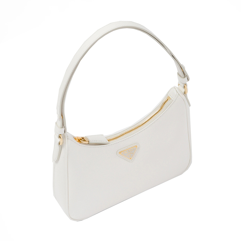 商品Prada|PRADA/普拉达 22新款 女士mini白色saffiano皮革阴影纹理金色徽标单肩腋下流浪包1BC204_NZV_F097W_V_JOO,价格¥14343,第3张图片详细描述
