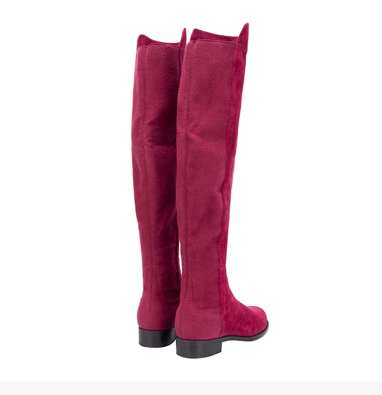 商品Stuart Weitzman|STUART WEITZMAN 女士玫红色麂皮绒时尚及膝长筒靴 5050-SUE-CRANBERRY,价格¥2682,第8张图片详细描述