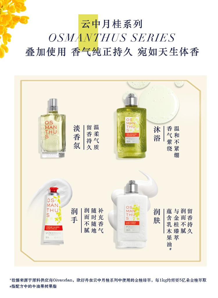 商品L'Occitane|L'occitane欧舒丹云中月桂沐浴露250ml 桂花香氛,价格¥156,第8张图片详细描述