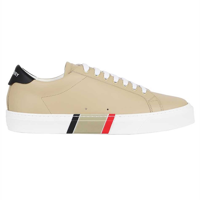 商品Burberry|奥莱 博柏利 男士皮革条纹装饰运动鞋(3色可选）,价格¥3201,第6张图片详细描述