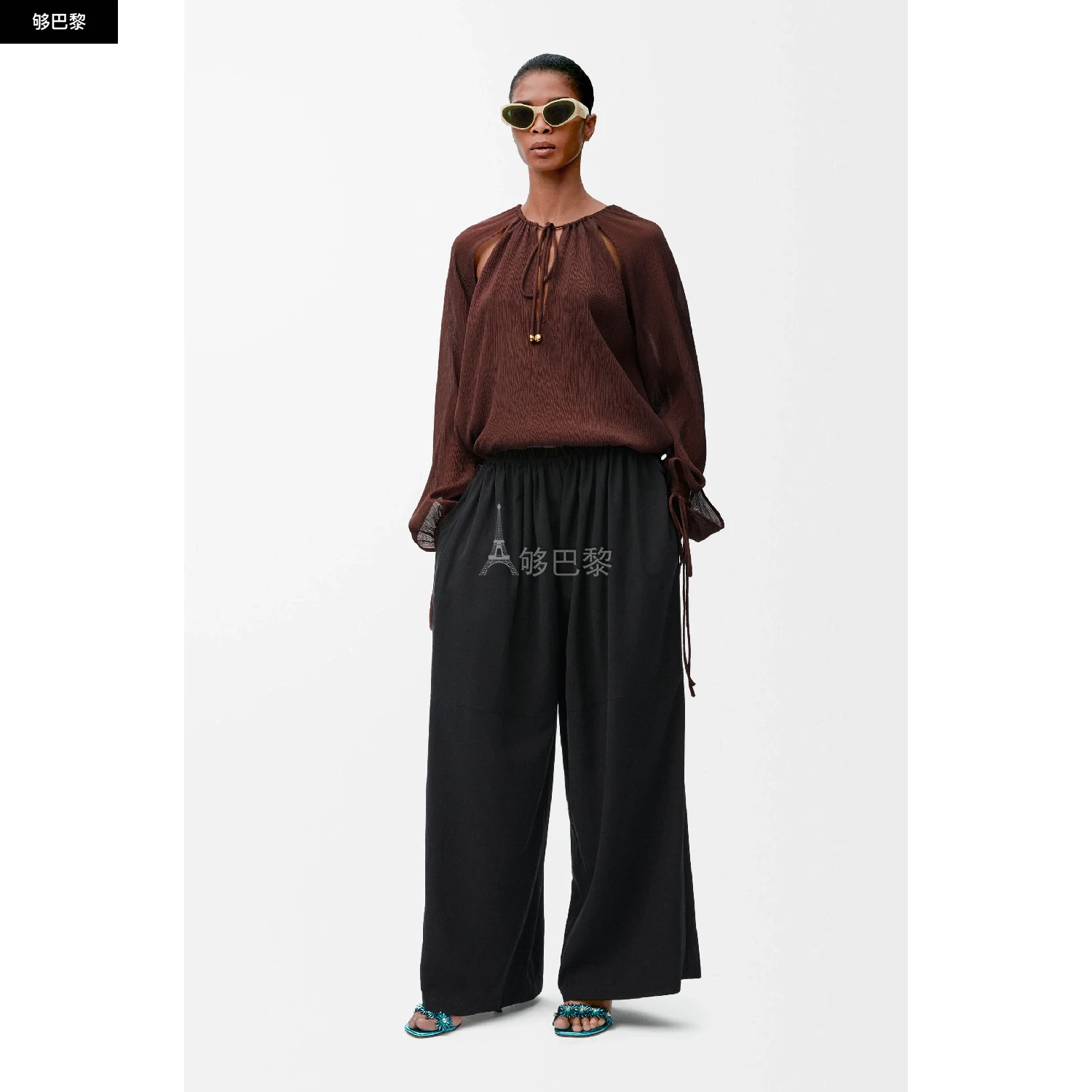 商品Loewe|【预售】 罗意威 25春夏 女士 长袖衬衫 Blouse en coton et soie S616Y05X41-5539 ,价格¥14912,第4张图片详细描述
