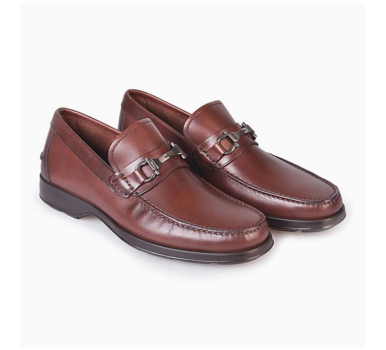 商品Salvatore Ferragamo|SALVATORE FERRAGAMO 男鞋棕色牛皮莫卡辛马衔扣商务休闲皮鞋 0512708,价格¥2872,第6张图片详细描述