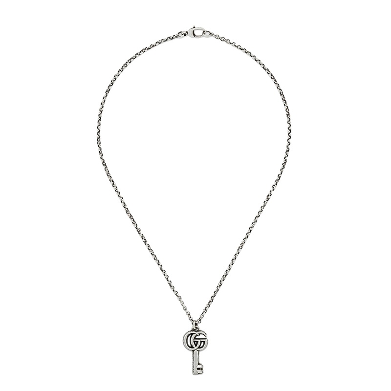 商品Gucci|GUCCI/古驰 经典款 925银双G钥匙雕刻蔓藤花纹图案吊坠项链,价格¥3096,第2张图片详细描述