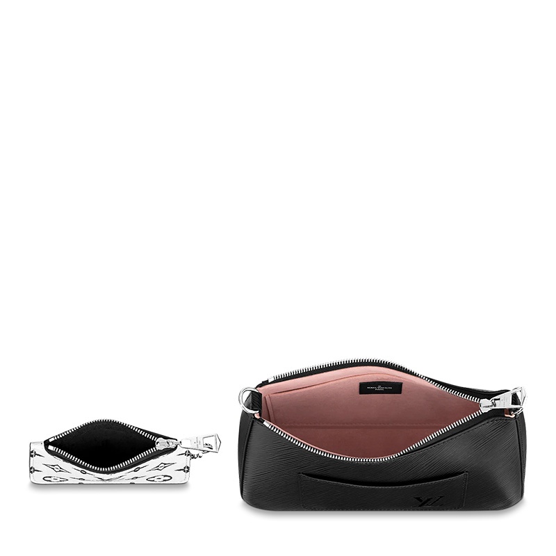 商品Louis Vuitton|预售十天 Louis Vuitton/路易威登 春夏新款MARELLE系列 女士黑色 粒面皮革银扣配可拆卸小袋二合一单肩斜跨手提包M80689,价格¥16922,第3张图片详细描述